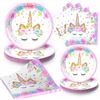 Image 1 : Lot of 2 Pink Unicorn Party Decoration/Birthday Sets (96PCS Each) Plates/Napkins/Tablecloth - New