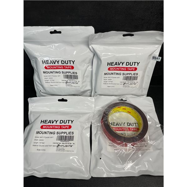 4 Rolls of Heavy Duty Mounting Tape (Double-Sided 3M Tape) 16FT Per Roll - New