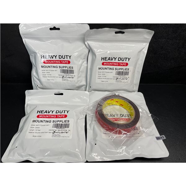 4 Rolls of Heavy Duty Mounting Tape (Double-Sided 3M Tape) 16FT Per Roll - New