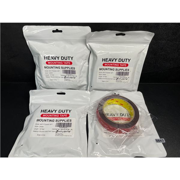 4 Rolls of Heavy Duty Mounting Tape (Double-Sided 3M Tape) 16FT Per Roll - New