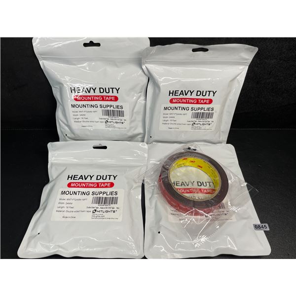 4 Rolls of Heavy Duty Mounting Tape (Double-Sided 3M Tape) 16FT Per Roll - New