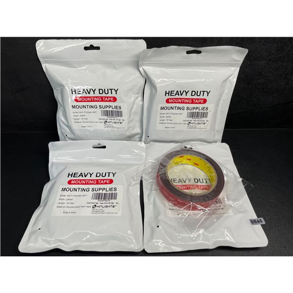4 Rolls of Heavy Duty Mounting Tape (Double-Sided 3M Tape) 16FT Per Roll - New