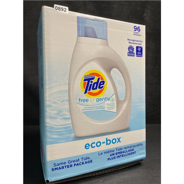 Tide Ultra Concentrated Free & Gentle Eco-Box Liquid Laundry Detergent (3.1L) 96 Loads - New