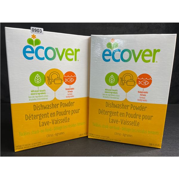 2 Boxes of Ecover Natural Plant-Based Dishwasher Powder (1.36kg) Citrus - New