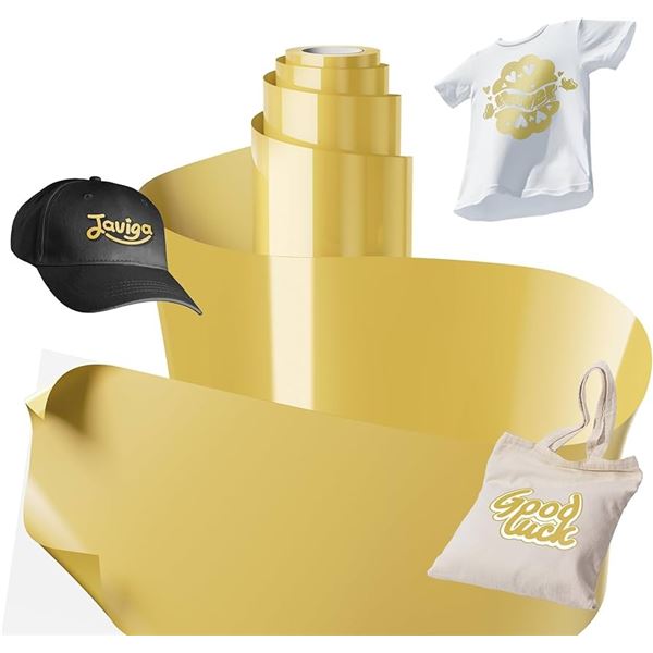 35FT Roll of Heat Transfer Vinyl (Gold) Iron-On HTV for Cricut/Heat Press Crafts/Custom Shirts; New