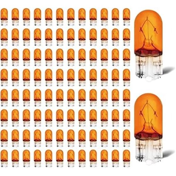 3 Boxes (100pcs Each) 194/194A Amber Light Bulbs for Automotive Car/SUV - New