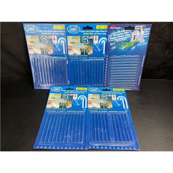 5 Packs of Drain Sticks (12pcs Each) Eliminates Odors & Keeps Drains Clear - New