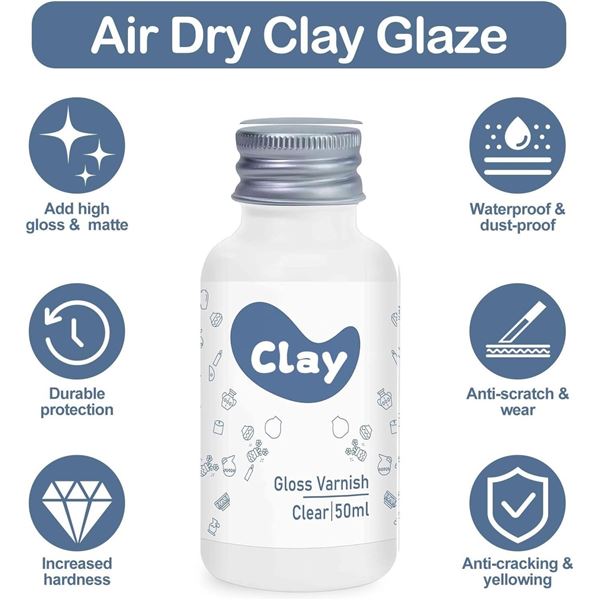 Lot of 4 Air Dry Clay Gloss Varnish Sealants (50ml) High-Luster Finish/Prevents Clay Cracking - New