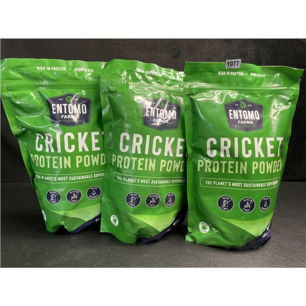 3 Bags of Entomo Farms Cricket Powder/Protein Powder (454g) Excellent Source of Protein - New