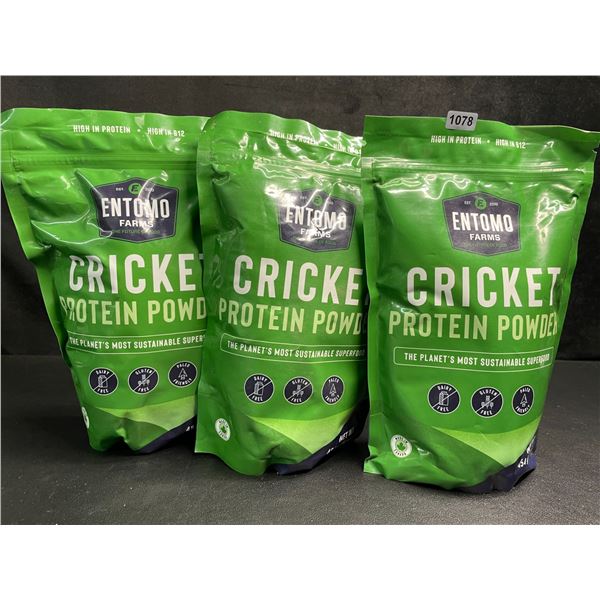 3 Bags of Entomo Farms Cricket Powder/Protein Powder (454g) Excellent Source of Protein - New