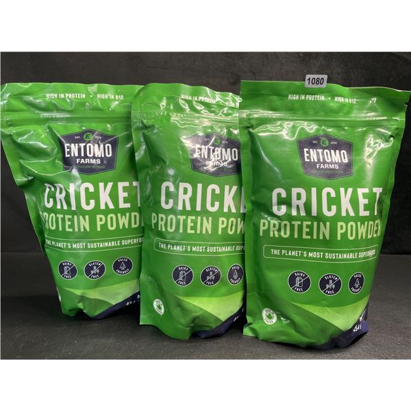 3 Bags of Entomo Farms Cricket Powder/Protein Powder (454g) Excellent Source of Protein - New