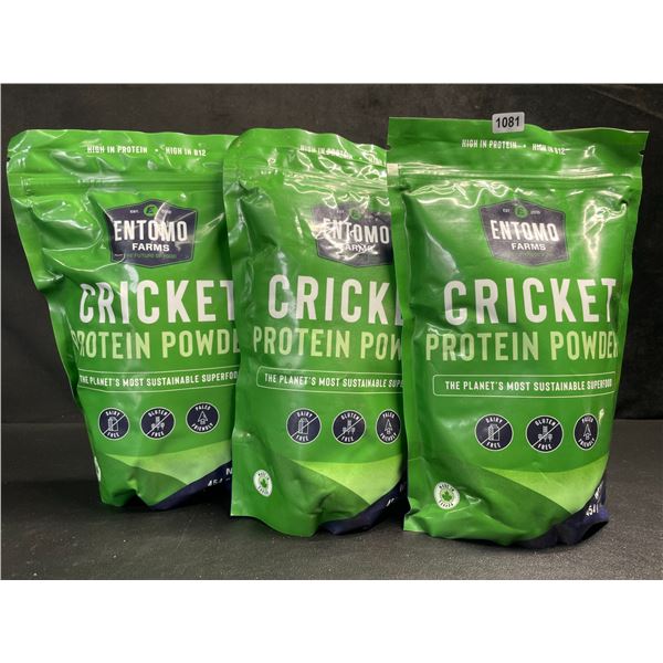 3 Bags of Entomo Farms Cricket Powder/Protein Powder (454g) Excellent Source of Protein - New