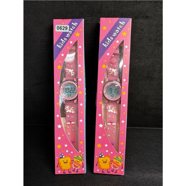 2 Pink Unicorn Rainbow Themed Kids Watches - Excellent for Kids Learning Time! - New
