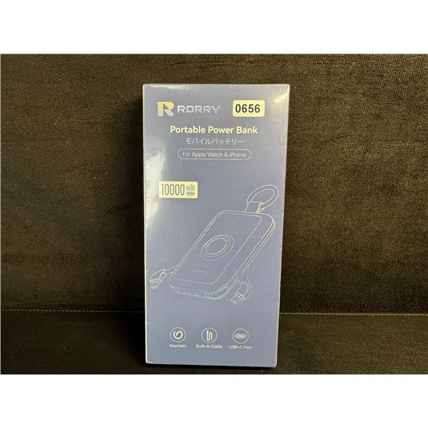 Rorry 10,000mAh Portable Power Bank PD 20W Fast Portable Charger w/ Built-In Cables - New Sealed