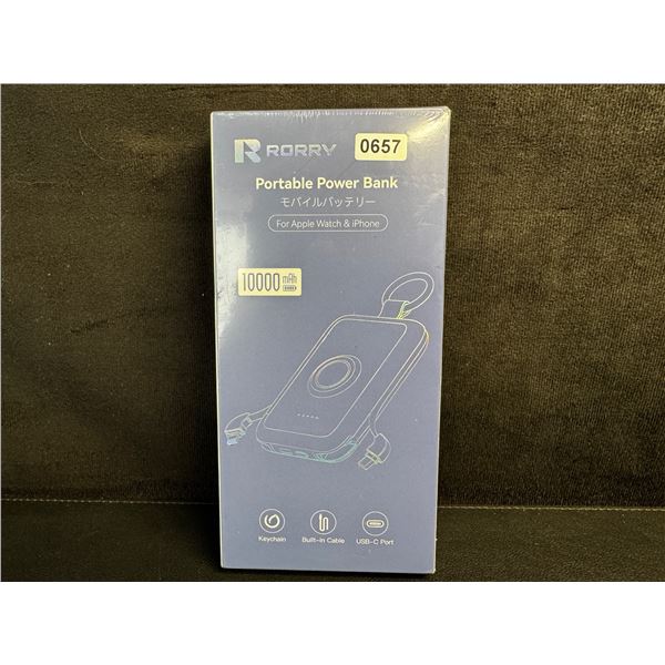 Rorry 10,000mAh Portable Power Bank PD 20W Fast Portable Charger w/ Built-In Cables - New Sealed