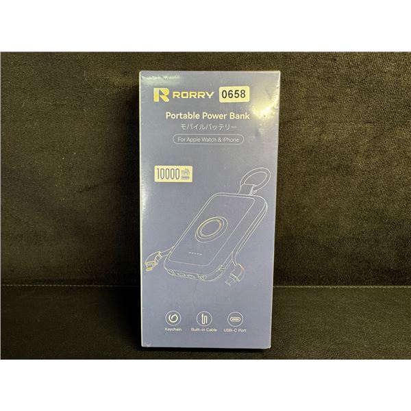 Rorry 10,000mAh Portable Power Bank PD 20W Fast Portable Charger w/ Built-In Cables - New Sealed