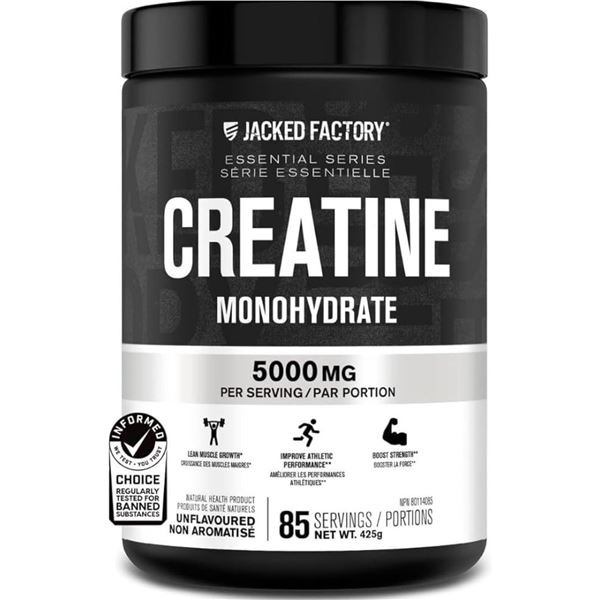 Jacked Factory Creatine Monohydrate Powder (425g) Unflavoured - New Sealed