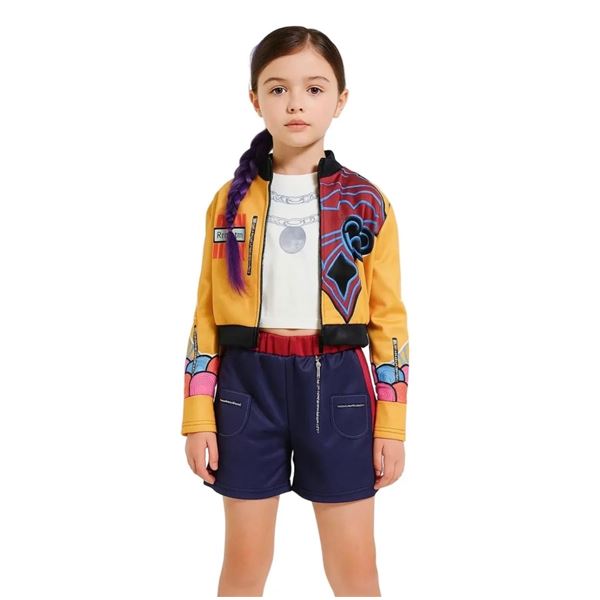 K-pop Demon Hunters Rumi Kids Cosplay Outfit Shirt/Jacket/Shorts Size 4/5 Years - New