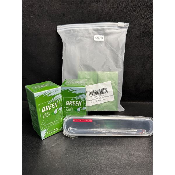 2 2-Packs of Mens/Womens Greens Mask Sticks with Ance/Pore Tools Included - New
