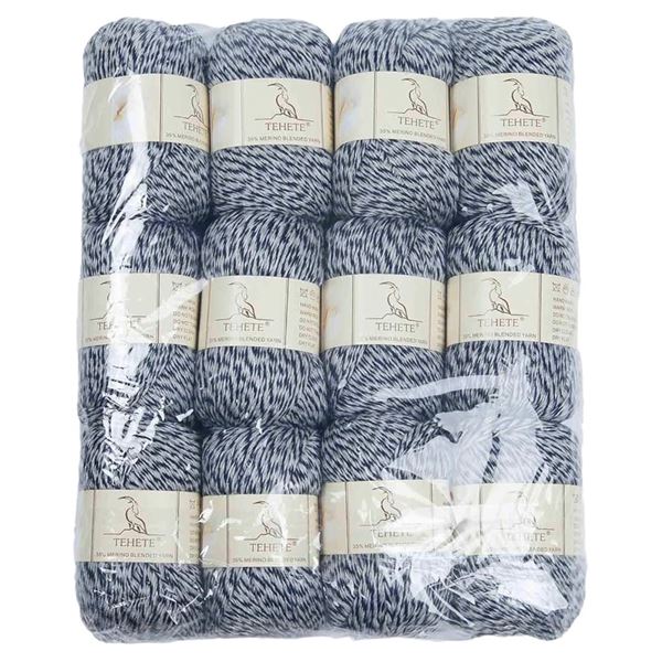 Thete 12x50g Blue/Grey 100% Merino Wool Yarn for Knitting/Crafts - New