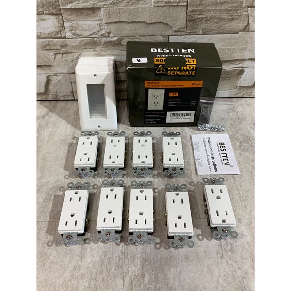 Bestten 15A Decorator Receptacle Outle White 10 Pack