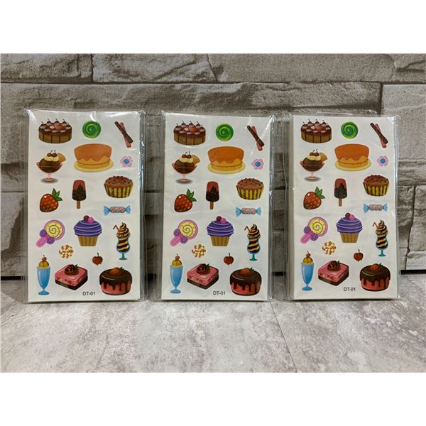 Lot of 3 Temporary Tattoos 30 Sheets Per Pack