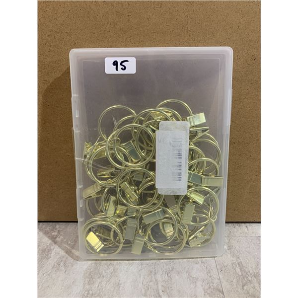 Gold Coloured Metal Curtain Rings With Drapery Clips