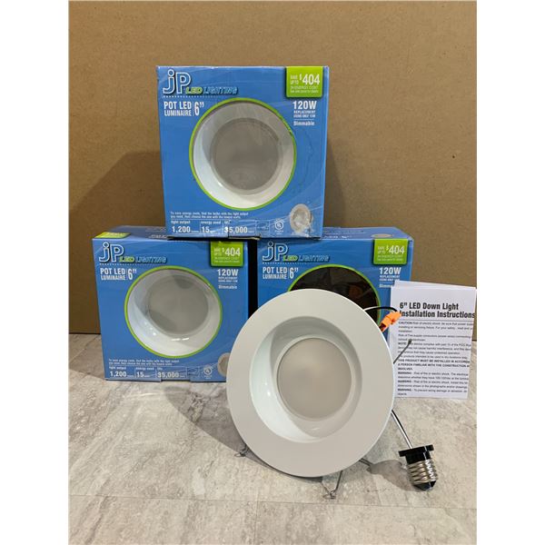 Lot of 3 JP LED Lighting Pot LED Lights - 6 Inch - 120w Diimmable