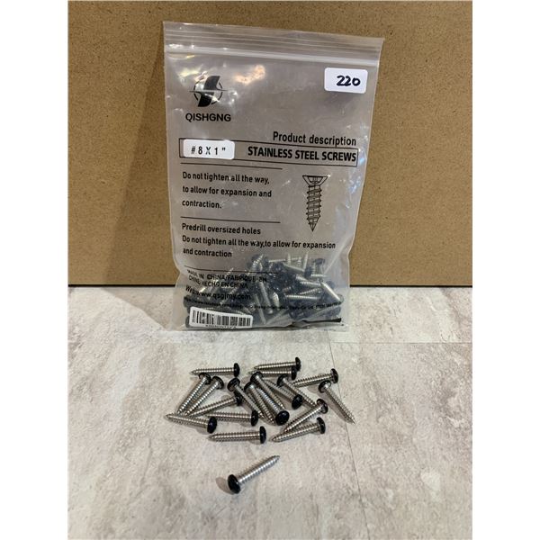 100 Pcs QISHGNG #8 x 1 in Stainless Steel Sheet Metal Screws