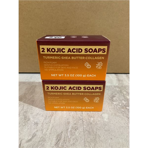 2 Packs of 2 Kojic Acid Soaps (4 Total) Tumeric-Shea Butter Collagen