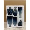 Image 1 : 6 Pcs Blue Glass Bud Vase Set