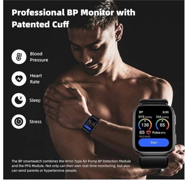 BP Doctor Smart Watch - 1.95 in Blood Pressure Smart Watch