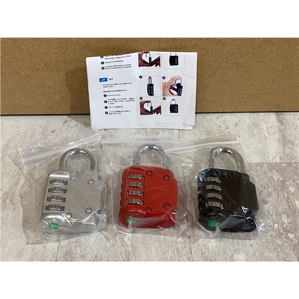 Lot of 3 Combination Padlocks