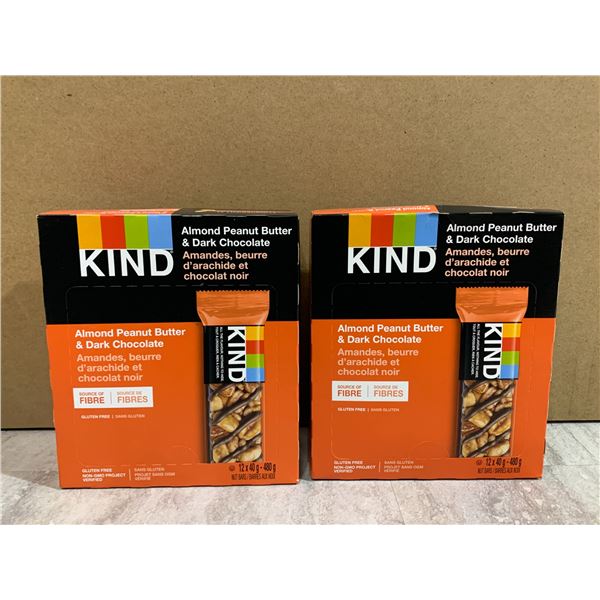 Lot of 2 12 Packs (24 Total) KIND Almond Peanut Butter & Dark Chocolate Nut Bars