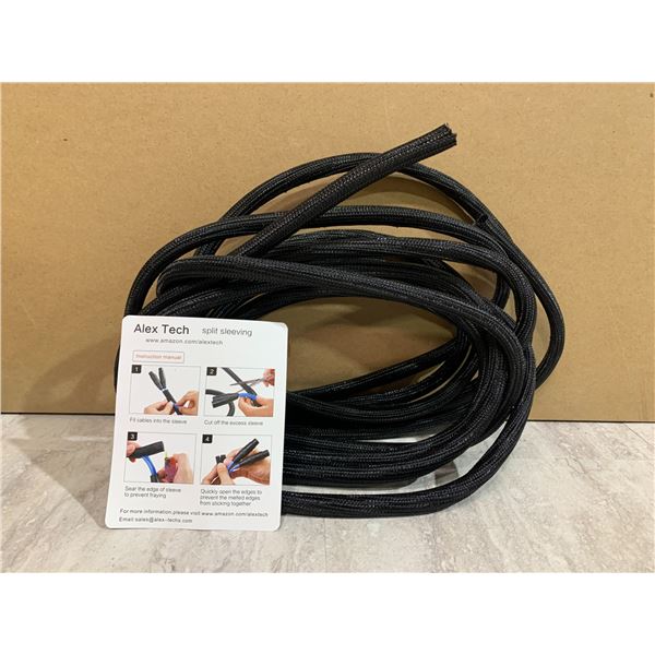 25Ft Black Split Sleeving for Hiding Cables