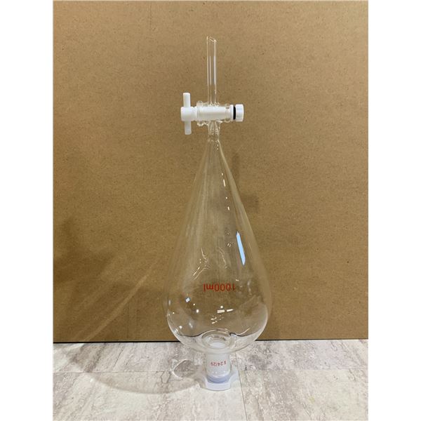 Qwork 1000ml Conical Pear-Shaped Separatory Funnel w/ PTFE Stopcock Borosilicate Glass