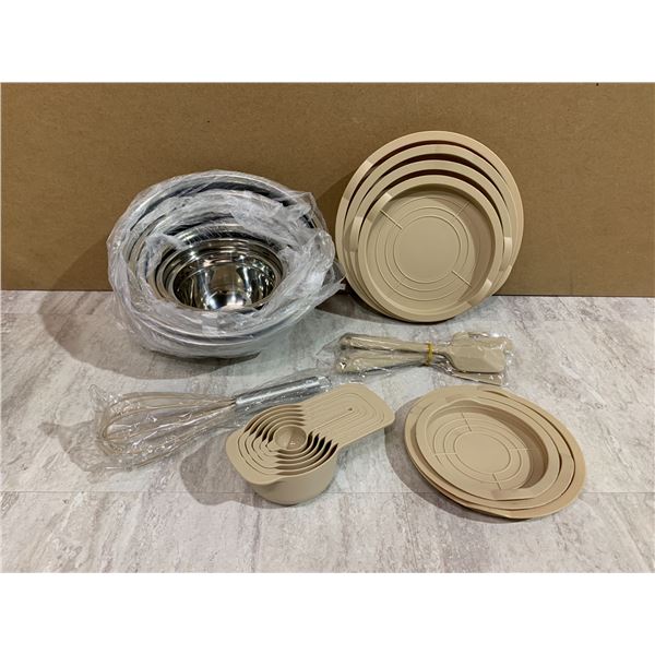 Stainless Steel Mixing Bowls With Lids Set - Includes Utensils for Baking