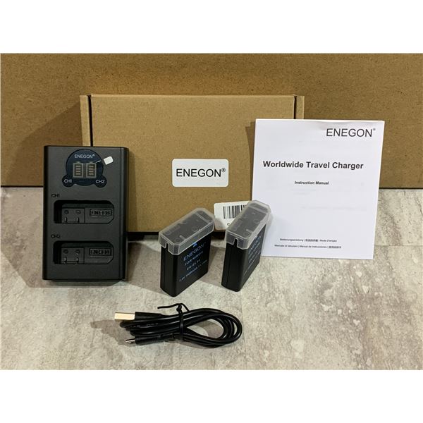 Enegon Worldwide Travel Charger w/ Replacement Batteries for - Nikon EN-EL15