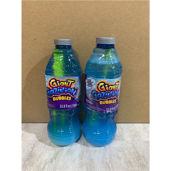 Lot of 2 Bottles of Giant Gazillion Bubbles w/ Wand - 1000ml