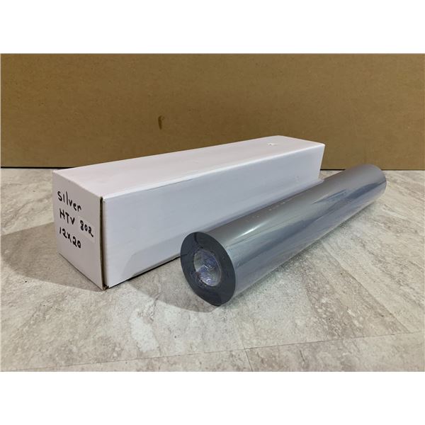 Silver 12 inch x 20 ft Iron On Vinyl - Silver HTV - Compatible with Cricut