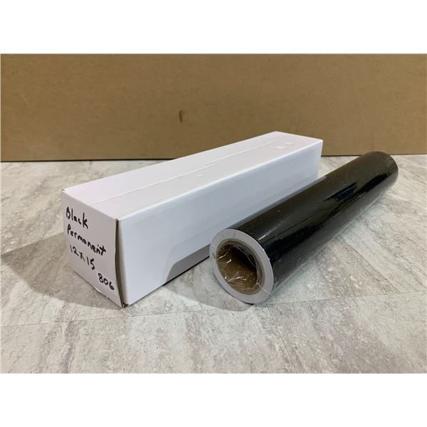 Black Permanent Vinyl 12 in x 15 ft - Glossy Black -Compatible with Cricut