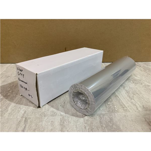 Silver/Gray Permanent Vinyl 12 in x 40 ft - Glossy Silver/Gray -Compatible with Cricut