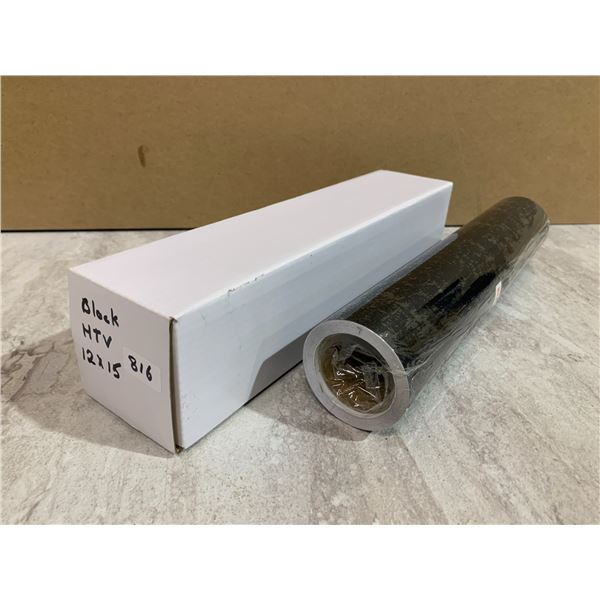 Black 12 inch x 15 ft Iron On Vinyl - Black HTV - Compatible with Cricut