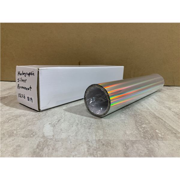 Holpgraphic Silver Permanent Vinyl 12 in x 6 ft - Glossy Holographic Silver -Compatible with Cricut