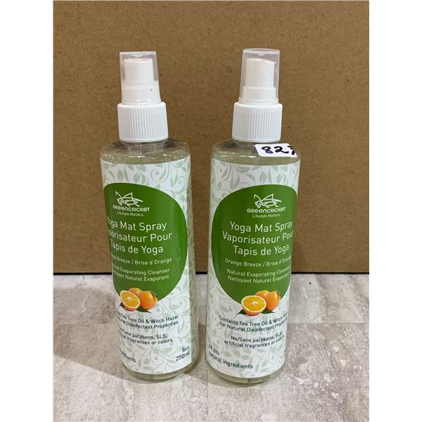 Lot of 2 Spray Bottles - Green Cricket Yoga Mat Spray - Orange Breeze
