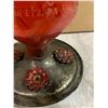 Image 2 : Vintage Perky-Pet Antique-Style Red Glass Hummingbird Feature - Embossed
