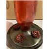 Image 3 : Vintage Perky-Pet Antique-Style Red Glass Hummingbird Feature - Embossed