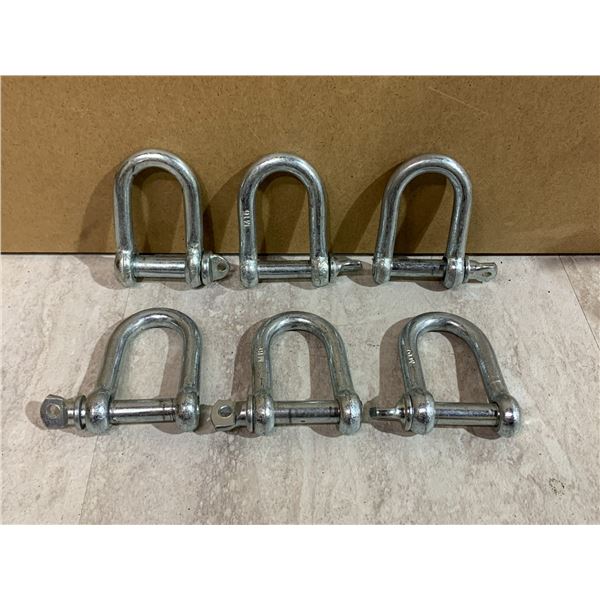 Lot of 6 Bare Metal Steel Shackles