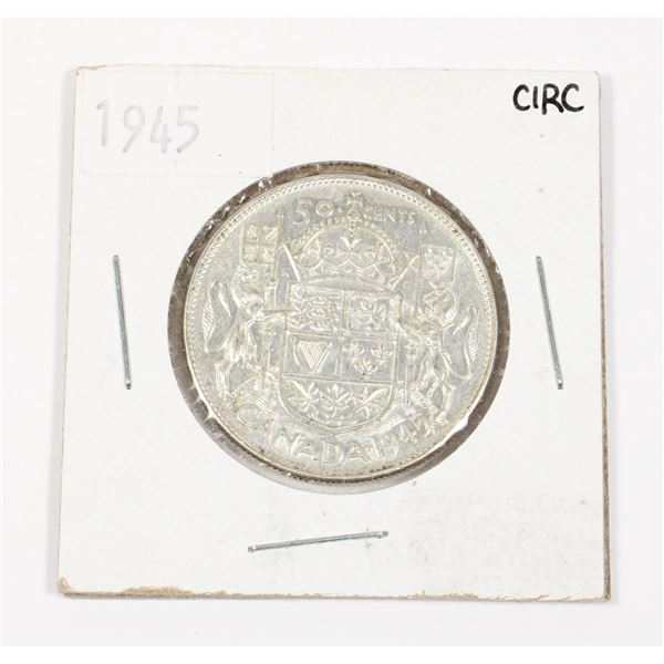 1945 CANADIAN HALF DOLLAR .3 OZ SILVER
