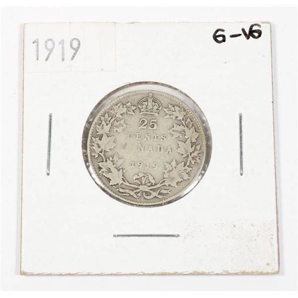 1919 CANADIAN 25 CENT 92.5% SILVER .1728 OZ SILVER